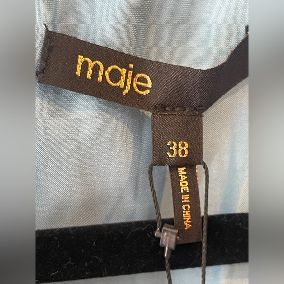 Maje Blue Tie Dye Satin Maxi Dress Size 6 - Picture 5 of 9